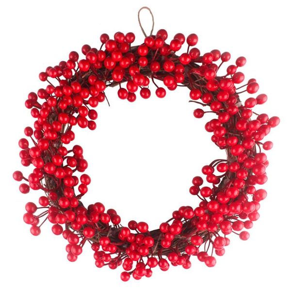 

decorative flowers & wreaths christmas simulation red berry wreath wall door hanging pendant thanksgiving halloween ornament home decoration