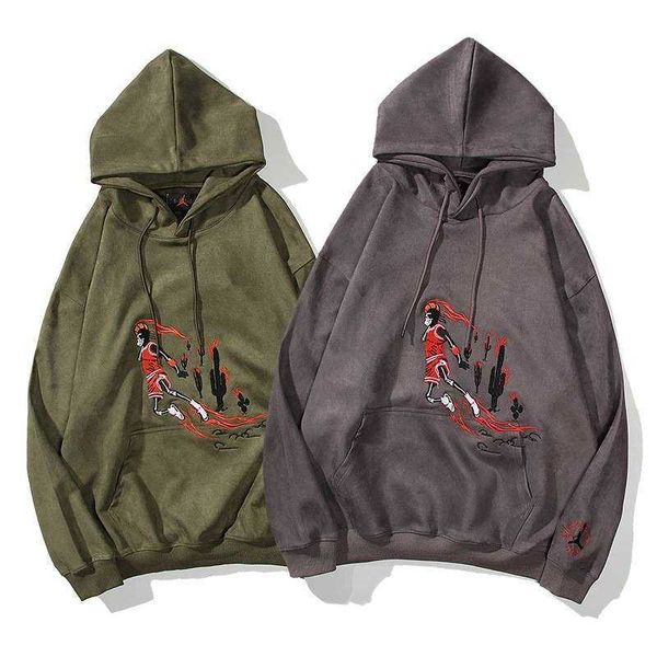 

20ss hip hop Kanye tie dyed TS sweater suede men's and women's hoodies, Gray