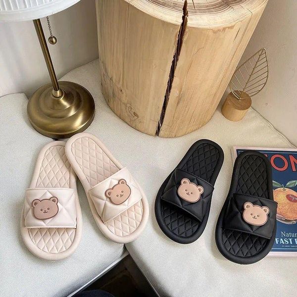 

arrival girl's domestic plaid slippers soft and non-skid female's bathroom sandals women's comfortable sandy beach shoes, Black