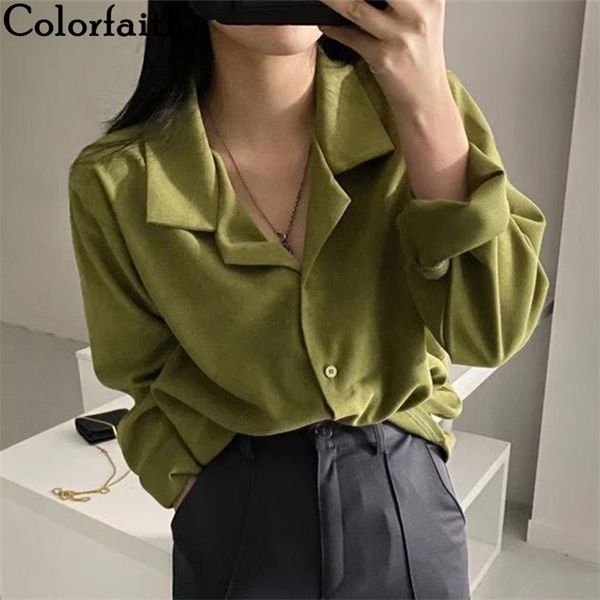 

women autumn winter blouses shirts corduroy vintage oversize office lady chic fashionable wild bl9080 210427, White