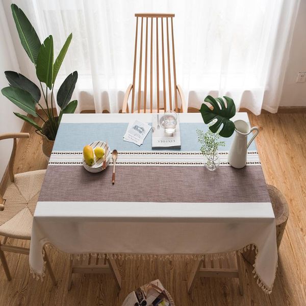 

table cloth striped decorative linen tablecloths with tassel thick rectangular desk coffee and tea
