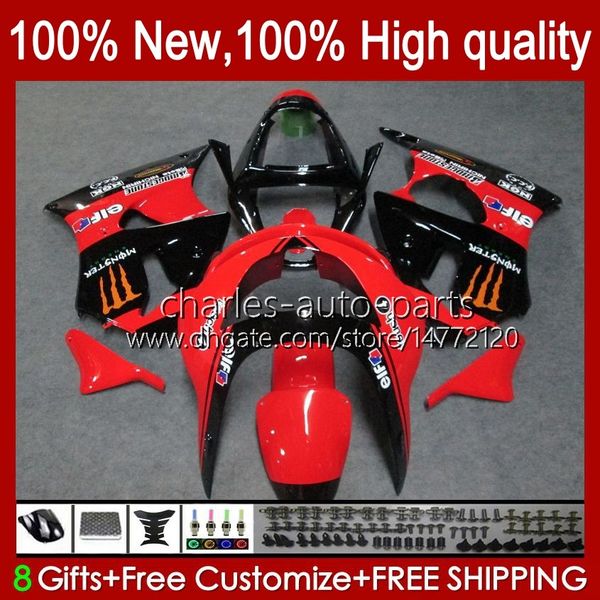 CORPO DE MOTO PARA KAWASAKI NINJA ZX-6R 600CC ZX-636 ZX600 1998-1999 Bodywork 16No.44 ZX 636 600 C CC 6 R6R ZX6R 98 99 ZX-600 ZX600CC ZX636 1998 1999 Kit De Recinto Fábrica Vermelho