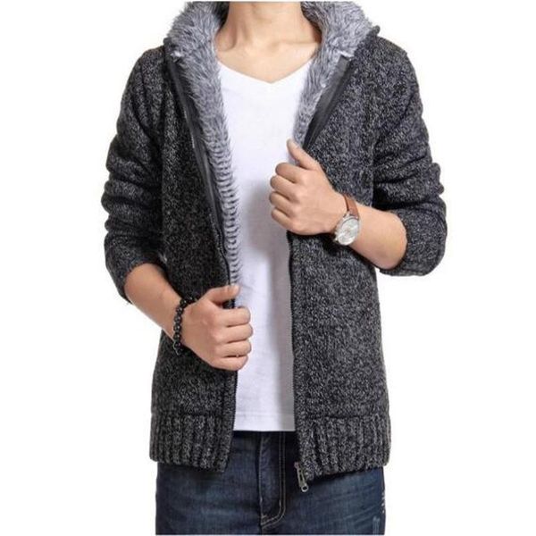 

men's sweaters winter fleece thick sweatercoat collar zipper coat outerwear 2021 autumn cashmere liner sweatersturn-down, White;black
