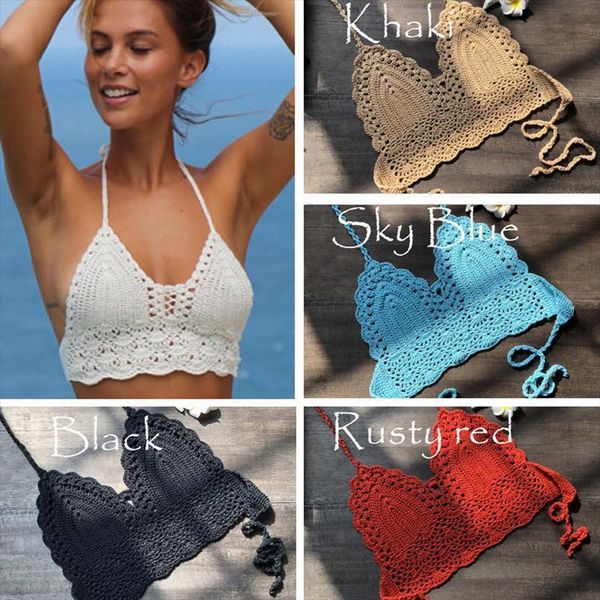 

triangle bikini woman women swimsuits hollow out crochet black swimming bra large female swimwear s  l xl, White;black