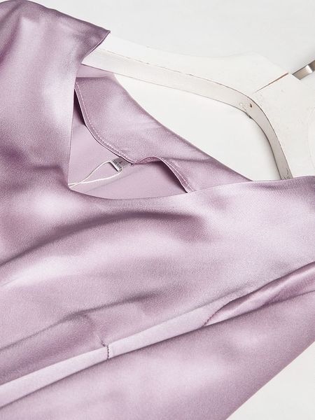 

dress purple satin silk 2021 autumn long loose thin temperament tie skirt, Black;gray