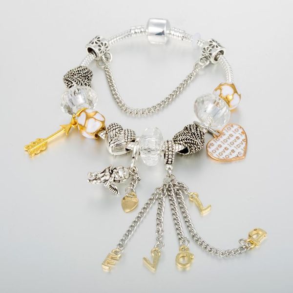 

charm bracelets annapaer 2021 bracelet beads with cupid beautiful variety diy jewelry pulseras mujer gift for women valentines b19069, Golden;silver