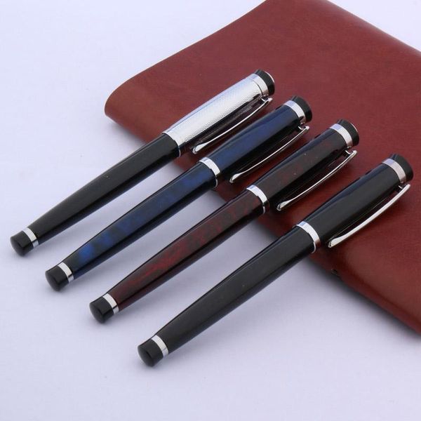 

ballpoint pens office baoer 508 supplies metal silver color red blue stainless steel black rollerball pen, Blue;orange