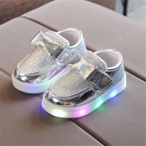 

sneakers fashion baby kids shoes for girls led children light up toddler lighting luminous size 21-30, Black;red