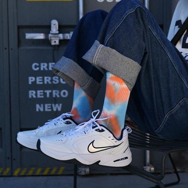

men's socks tie-dye street trend high-tide men women solid color cotton hip hop basketball skateboard, Black