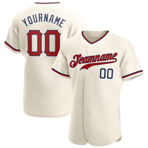 

custom cream red-navy-06 authentic baseball jersey, Blue;black
