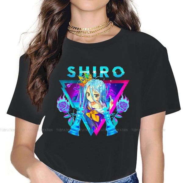 

women's t-shirt vaporwave est tshirts no game life sora shiro jibril girl graphic streetwear t shirt round neck oversized, White