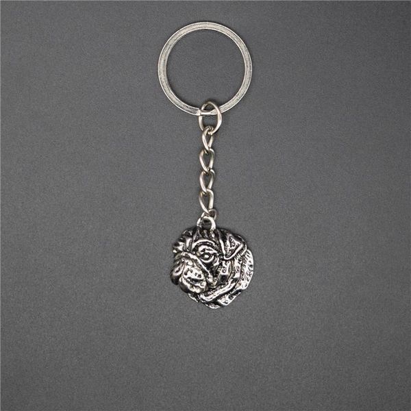 

keychains drop pug key chains trendy vintage retro animal keyrings jewellery, Silver
