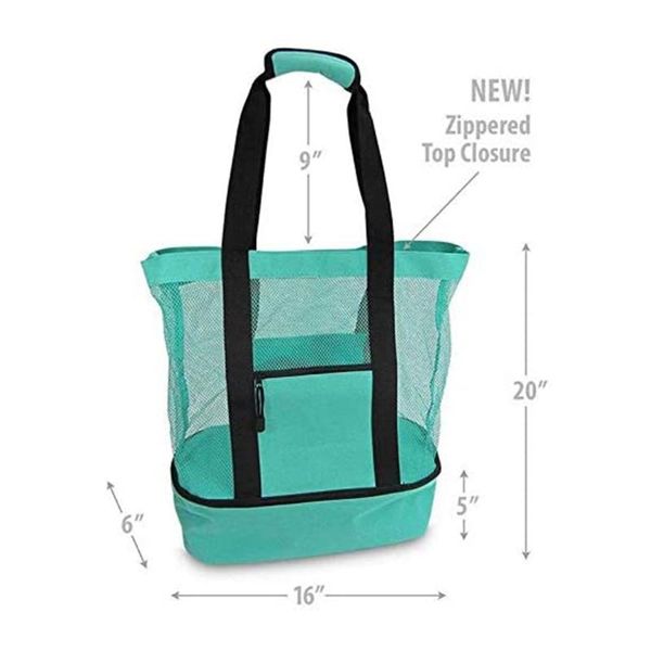 

storage bags picnic bag mesh refrigerator compartment oversized zipper closed beach toy grocery tote e8bd