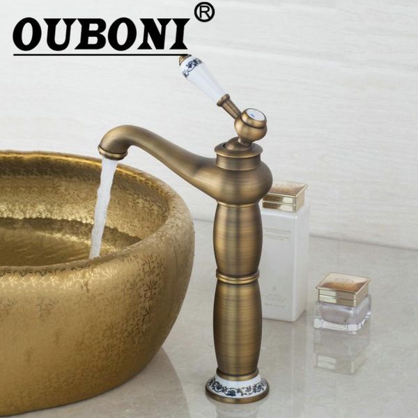 

bathroom sink faucets ouboni tall basin torneira ceramic single handle antique brass 97157 deck mounted faucets,mixer tap