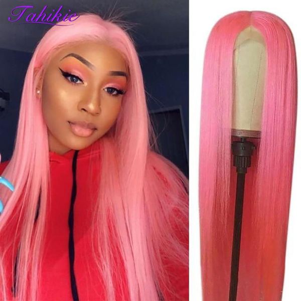 

lace wigs red blue pink wig colored human hair for women t part brazilian straight front remy tahikie, Black;brown