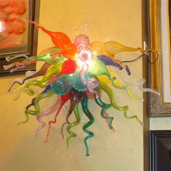 Lampada antica Art Déco astratta Illuminazione interna per la decorazione della parete del bagno Luce 60 * 60cm Lampade colorate appese in vetro di Murano Decorazioni per matrimoni fatte a mano