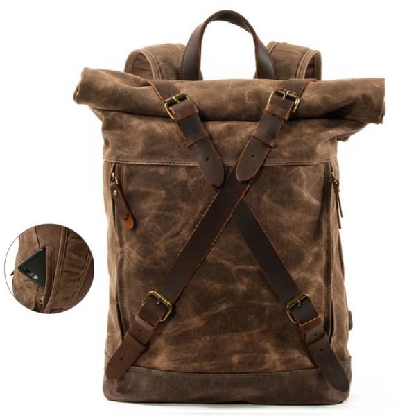 

backpack travel business genuine leather lapmulti-function large capacity retro