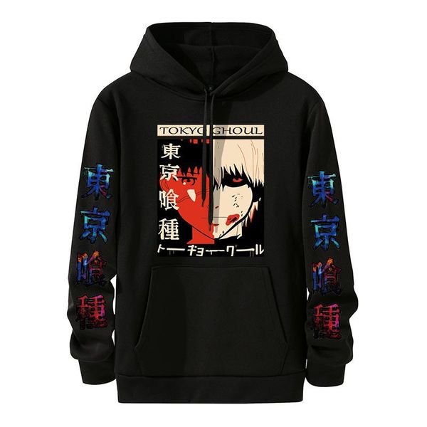 

men's hoodies & sweatshirts 2021 tokyo ghoul anime manga hoodie kaneki ken printed men/women long sleeve sweatshirt oversized men cloth, Black