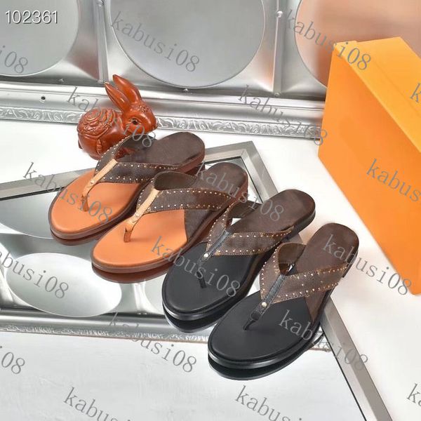 

women leather flat slipper girl studs thong sunny slide sadnal designer lady v-shaped strap rubber sole flip flop, Black