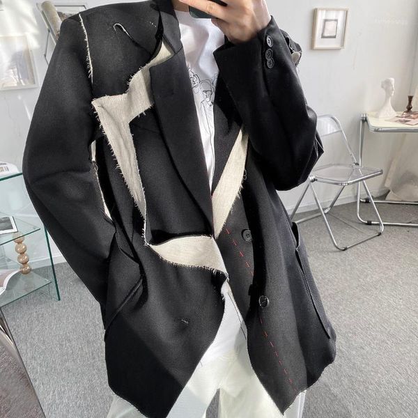 

men's jackets neploha casual oversize suit coat harajuku streetwear 2021 fashion man jacket male clothing vintage style, Black;brown