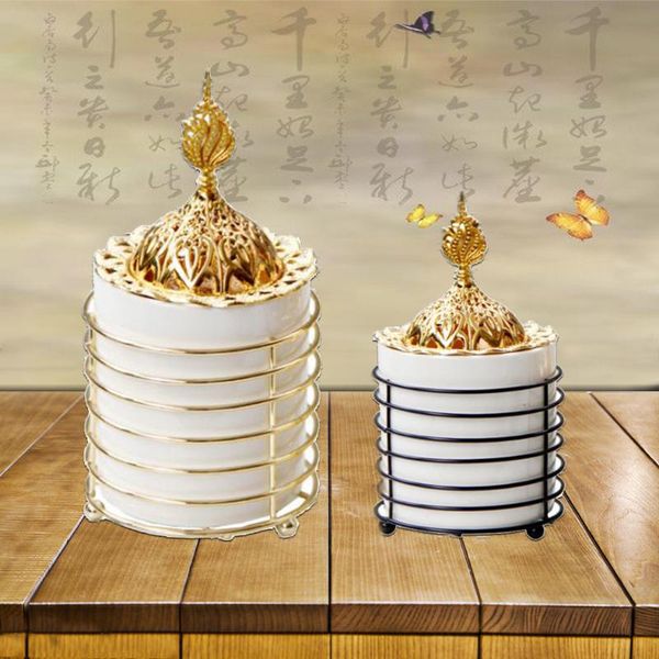 

ceramic iron art incense burner arab censer metal aroma nordic pagoda home decoration ornaments fragrance lamps