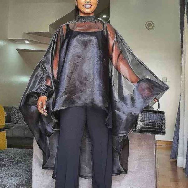 

shirt women see through oversized loose shirts irregular high low length batwing birthday party club wear spring minr, White