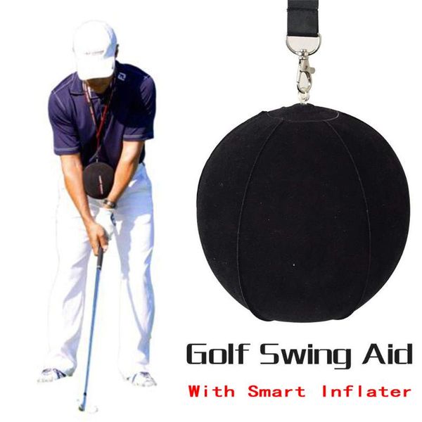

golf swing trainer ball with smart inflatable assist posture correction training for golfers drop black aids