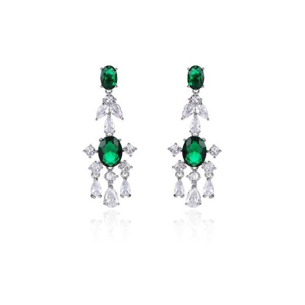 

dangle & chandelier cubic zircon cz earrings for wedding crystals flower earring bride women girl birthday party jewelry ce11597, Silver