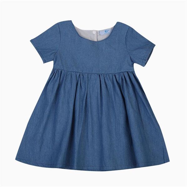 

girl's dresses summer lovely denim dress toddler kids baby girls short sleeve princess party sweet pageant tutu, Red;yellow