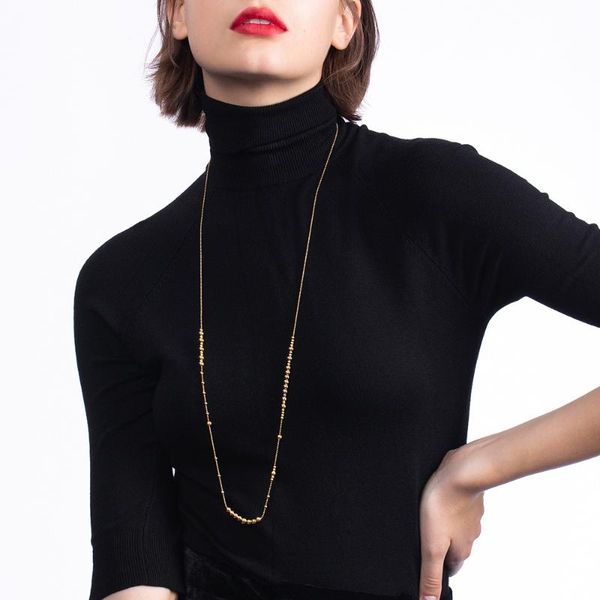 

chains ropuhov double layer balls necklace gold color stainless steel beads choker necklaces fashion jewelry for women collier, Silver