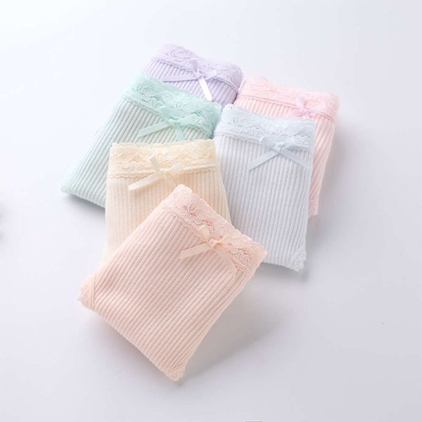 

mid waist elastic cotton lace thread women's triangle underwear, Black;pink