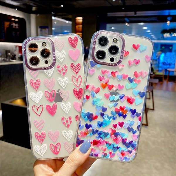 

cell phone pouches love heart camera protection for 7 case 11 12 pro se 2021 8 plus x xr xs max transparent glossy soft tpu back cove