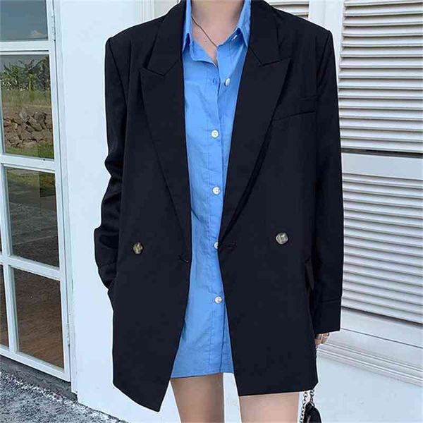 

women's suits & blazers new design girls loose all match streetwear outwear solid femme casual coats ol retro vintage jackets, White;black