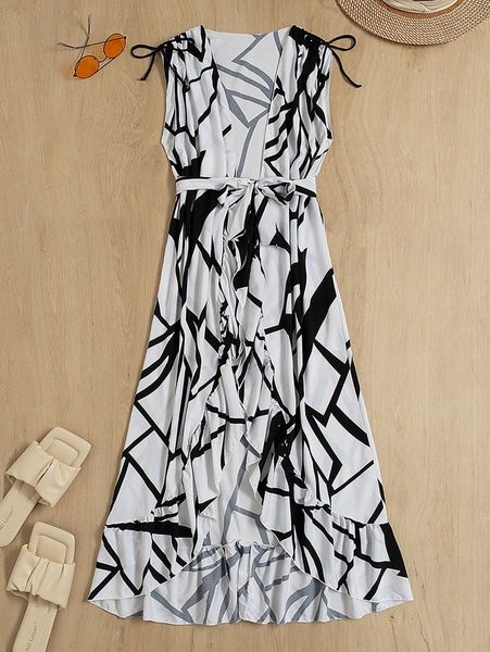 

allover print chiffon kimono s0kp#, White;black