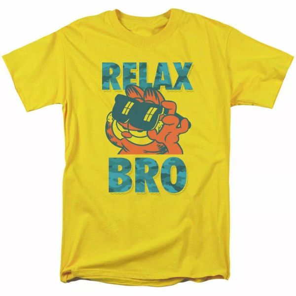 

Garfield Relax Bro T Shirt Mens Licensed Cat Jim Davis Comics Tee Yellow, White;black