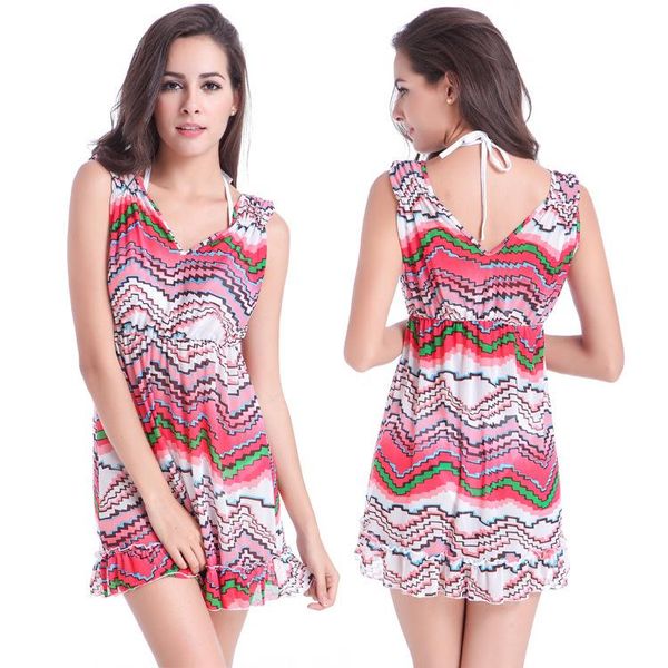 

women's swimwear comfortable, breathable, soft, skin-friendly ladies beach dress 2021 high elastic mesh nightdress, White;black