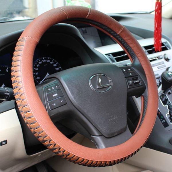 

steering wheel covers 38cm car cover breathable universal anti slip pu leather skidproof auto decoration accessories