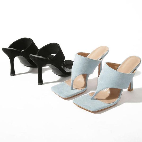 

dress shoes 2021 summer women pumps square toe ladies thin high heel female fashion slippers woman slides flip flops shoe, Black