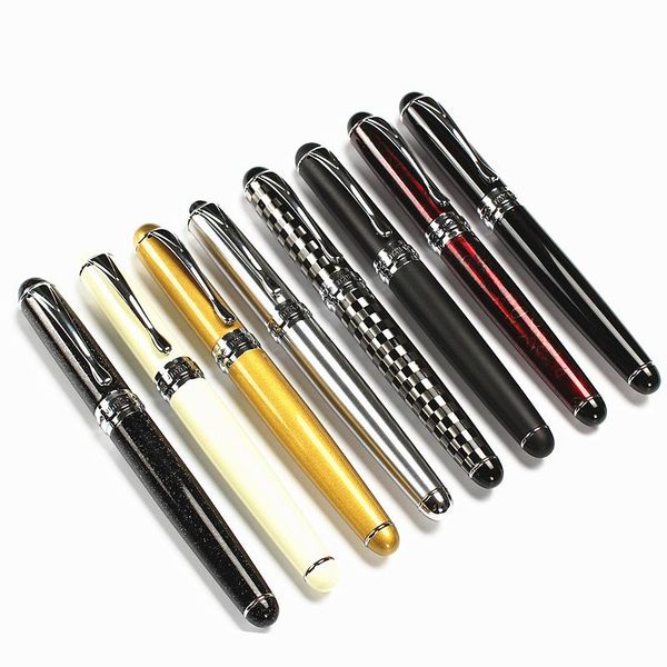 

silver stainless steel fountain pen medium 18kgp nib school office name ink pens gift stationery