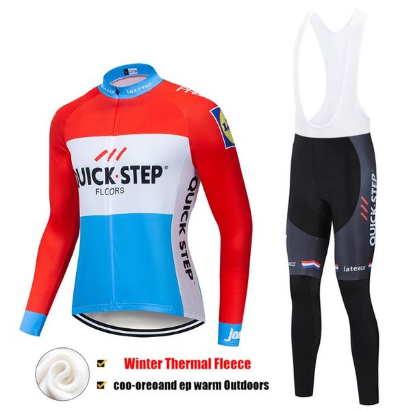 

racing sets 2022 winter est quick step thermal fleece men long sleeve cycling jersey pro team outdoor mtb suit equipment ropa ciclismo, Black;blue