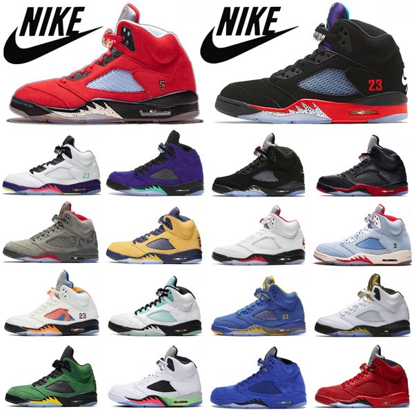 

2021 men women basketball shoes nike air retro jordan 5 5s alternate bel international flight space jam wings mens trainers sports snekaers, White;red