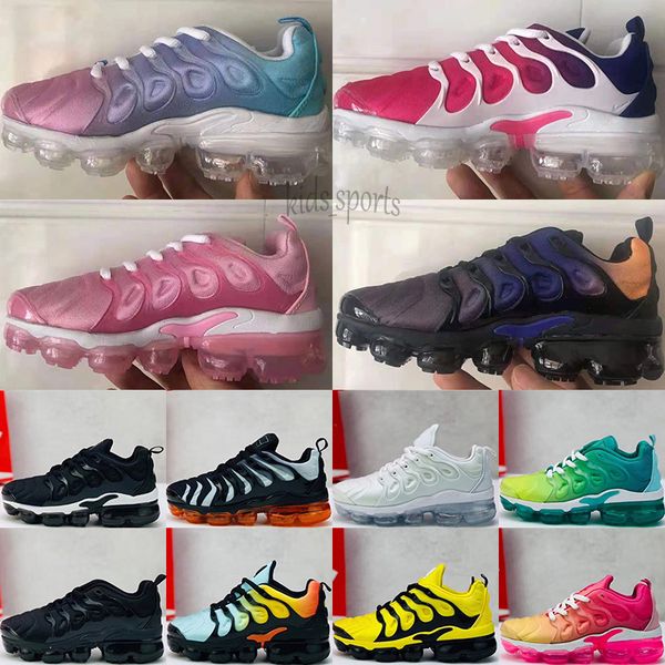 

kids tn plus designer shoes sports running children boy girls trainers sneakers classic outdoor toddler size 24-35, Black
