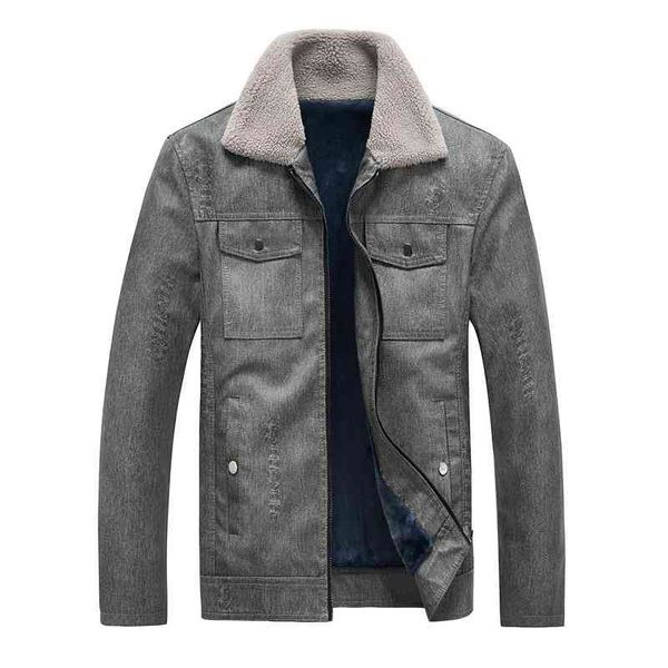 

winter work coat lapel leather men's motorcycle jacket, Black