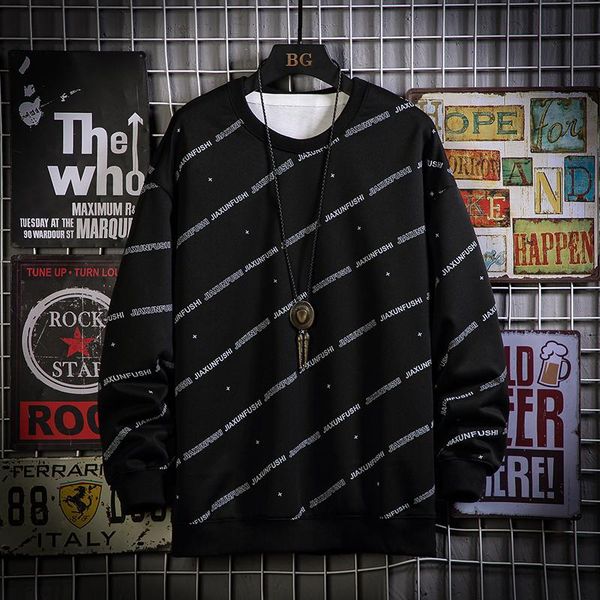 

men's hoodies & sweatshirts cotton striped t-shirt full sleeve mens spring tshirts male oversized tee shirts casual t shirt for man, Black