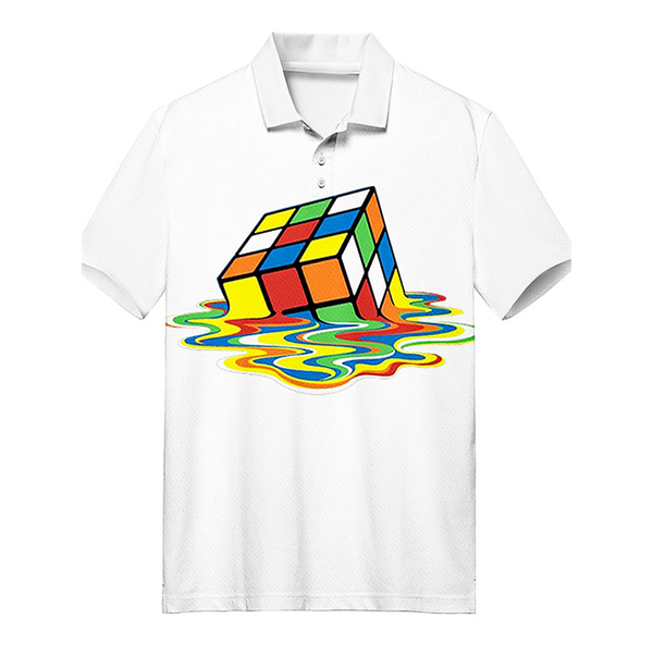 

strange rubik's cube pattern men's 3d printing t-shirt visual impact party punk gothic round neck american muscle short sleeve, White;black