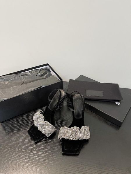 

sandals 2021 star style rhinestones women elegant stiletto high heels slingback summer party prom shoes, Black