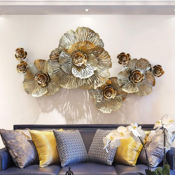 

hangings three-dimensional wrought iron peony flowers creative home decorations clocks wall