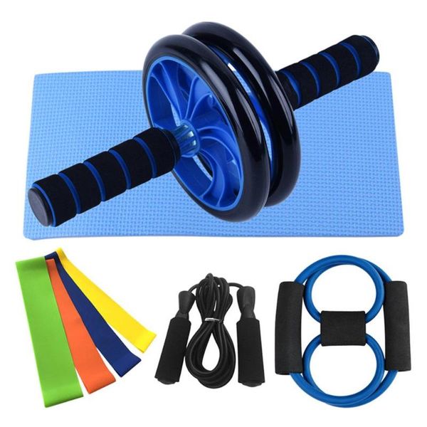 

fitness abdominal wheel ab roller with kneeling pad rope skipping workout kit home gym exercise equipment body build training