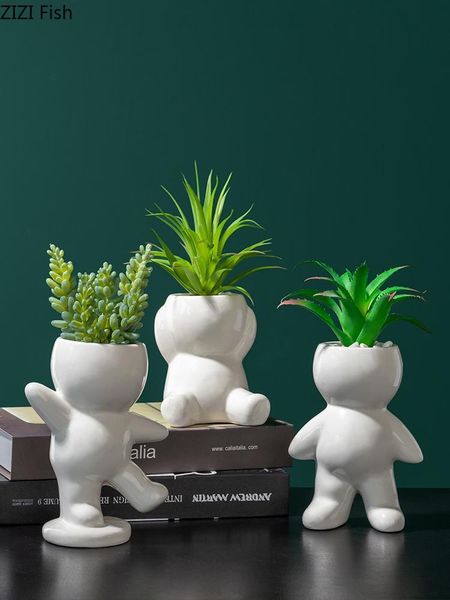 

figuras abstractas jarrones de cerÃ¡mica retrato estatua plantas en macetas decoraciÃ³n del hogar arreglo floral moderno vases