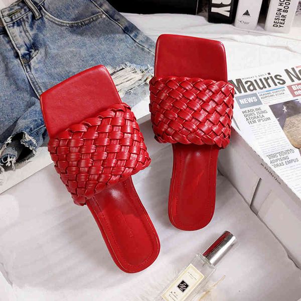 

slippers summer's new women's outdoor flat slippers romano-style pu woven red black white large size sandals fashion shoes ouvr